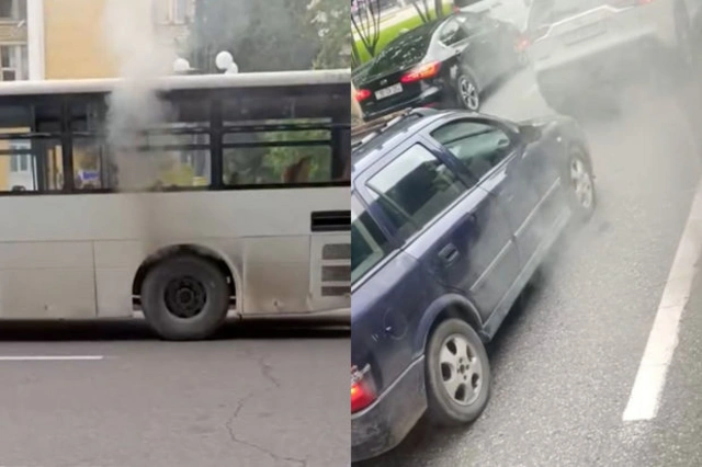 В центре Баку загорелся автобус? - ОБНОВЛЕНО + ВИДЕО